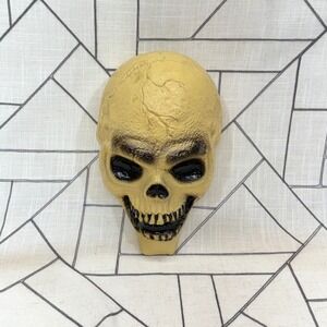 E.U. Plastic Skull Wall Decor 10.5" Tan Halloween Spooky Prop Light Cover